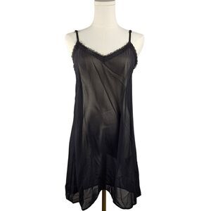 NEW POL Small Black Sheer Slip or Dress with Lace Trim & Adjustable Straps